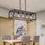 Luminaire suspendu rectangulaire de style industriel en bois rouge 32 po Chandelier - configuration 5 lumières