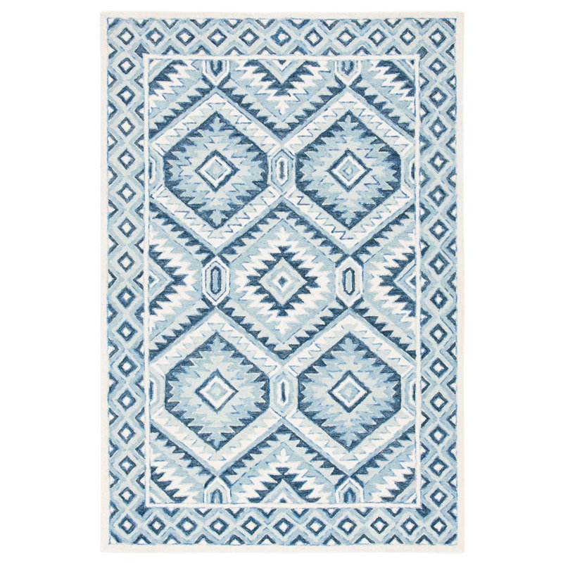 Neher Metro Hand Tufted Wool And Cotton With Latex Geometric Rug, Rectangle 3' x 5'