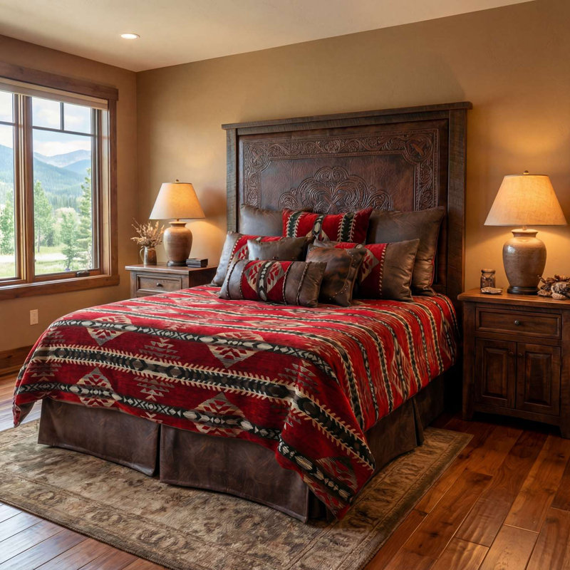 Wooded River Gallop Claret - Value Set - Super King, Super King Duvet Cover + 5 King Shams