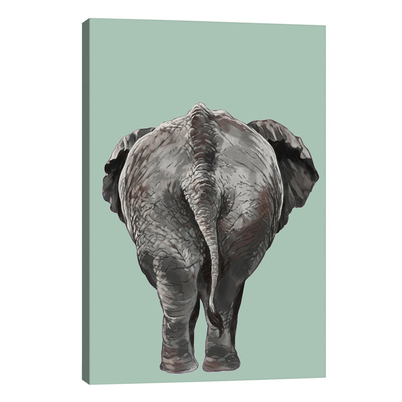 Art de bout éléphant, Toile tendue, H 12 po x l 8 po x P 0,75 po