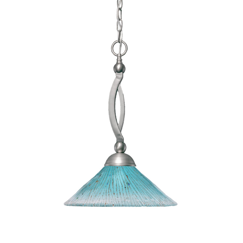 Suspension à 1 lumière Blankenship, Nickel brossé, Sarcelle