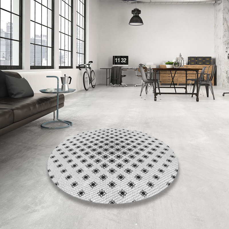 Tapis floral gris, Rond 6 pi