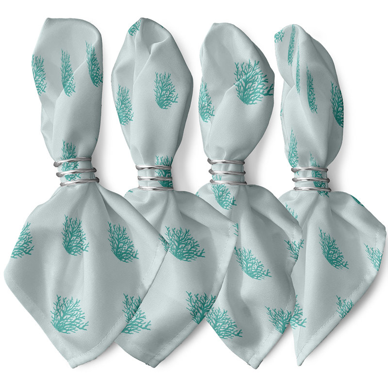 Ensemble de serviettes 4 pièces Lapp Coral Coastal, L 18 po x L 18 po, Bleu clair / bleu