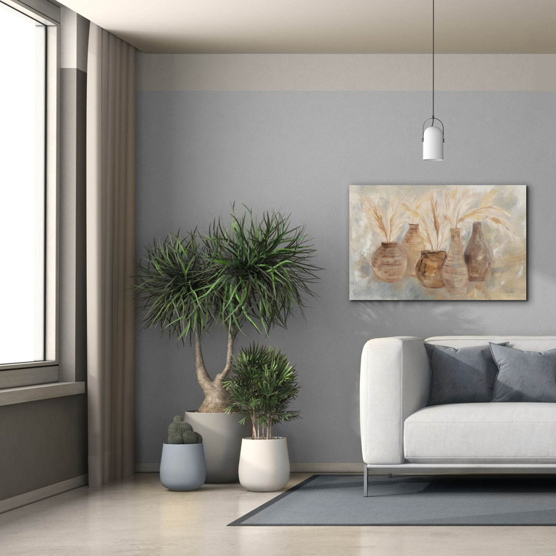 «Grasses and Basquets Dark» par Silvia Vassileva, art mural sur toile, H 26 po x l 40 po x P 1,5 po