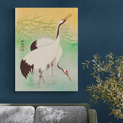 Two Cranes by Ohara Koson - Wrapped Canvas Painting