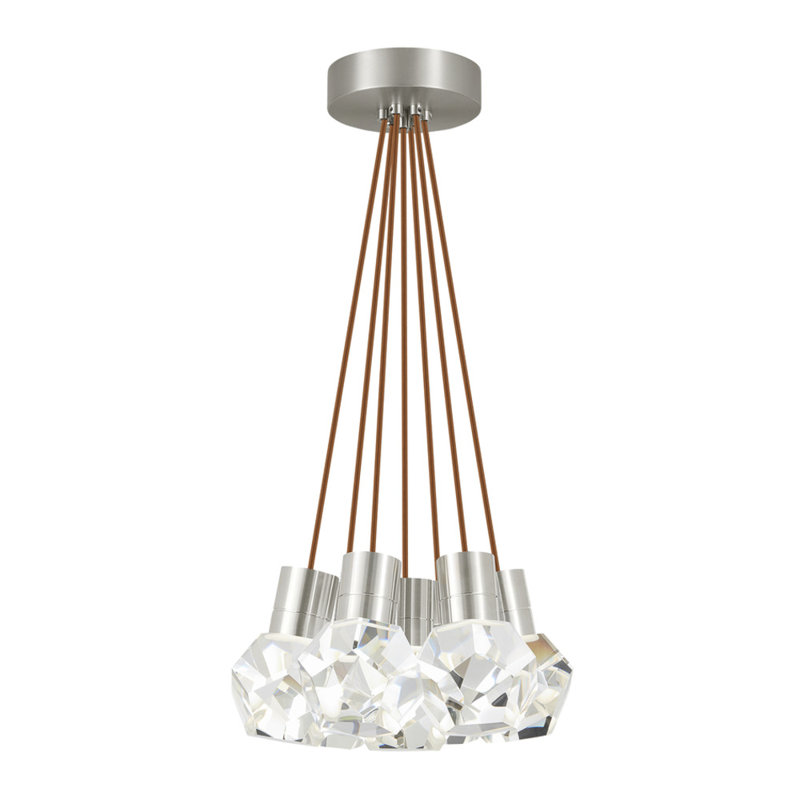 Kira 7 - Light LED Pendant, Satin Nickel/Brown