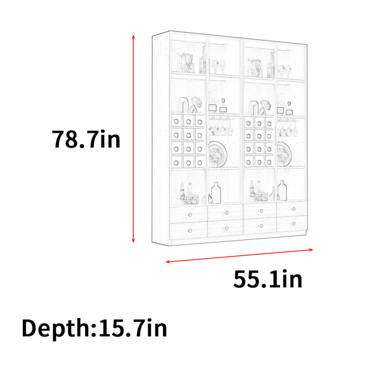 Heitman, (3 tablettes) H 78,7 po x l 55,1 po x P 15,7 po, Brun noyer