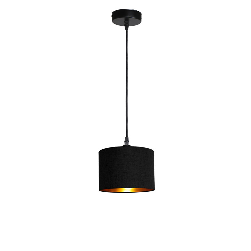 Khamoni 1 - Light Drum Pendant, Black/Gold, 105cm H x 58cm W x 51cm D, Black