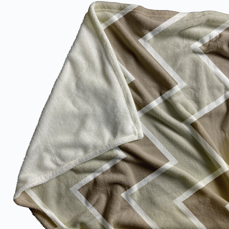 Jeté à imprimé chevrons à l'intérieur, L 60 po x l 50 po, Lin (taupe)