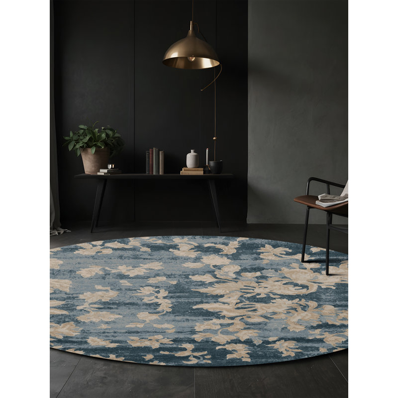 Tapis gris lavable à la machine, Rond 7 pi