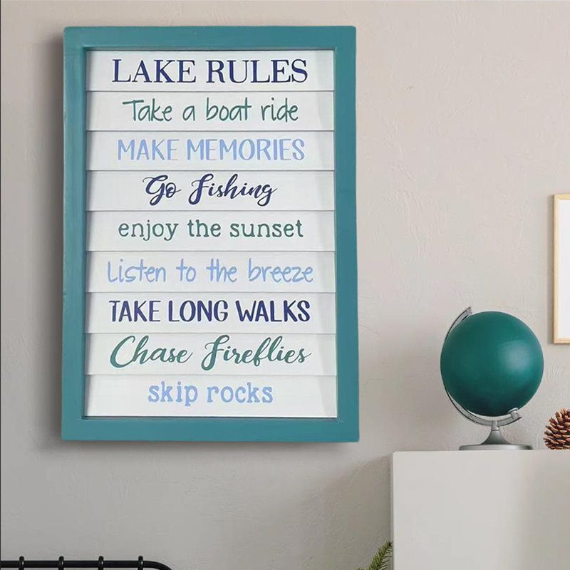 Décoration murale en bois Teal Lake Rules