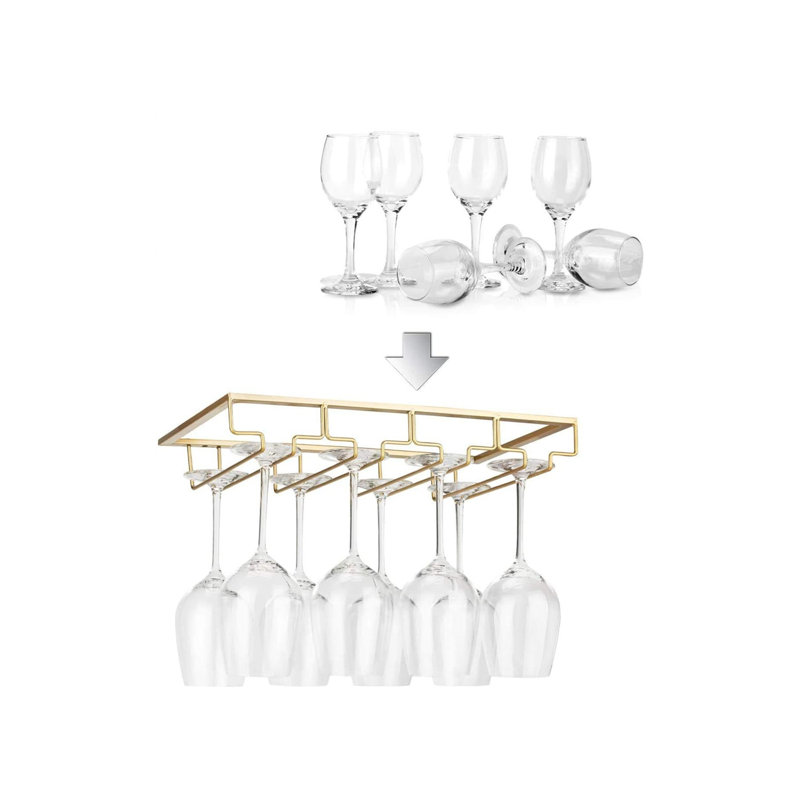 Cabinet/Enclosed Storage Wine Glass Rack Gold