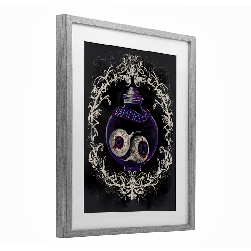 Vampire Eyes, H 21 po x l 17 po, Cadre de ferme gris
