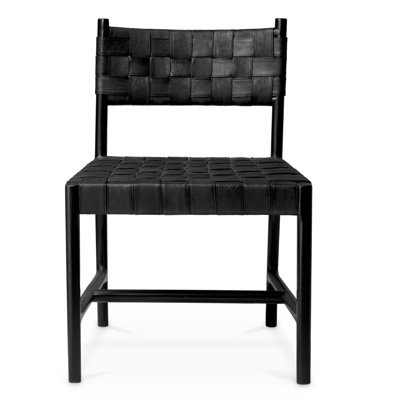 Dining Chair Tiberio Black Leather Classic Black
