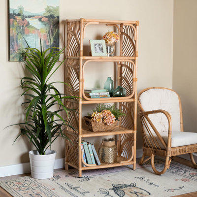 Étagère de salon en rotin naturel à 4 niveaux Brysen