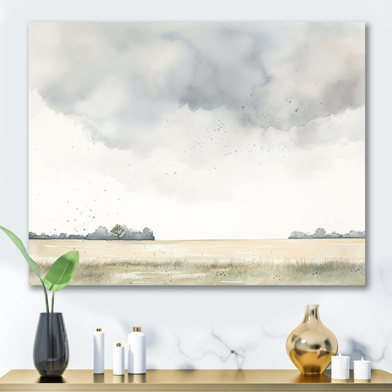 Beige tempête charme de prairie V - tempêtes, impressions sur toile, Toile tendue, H 16 po x l 32 po x P 1 po