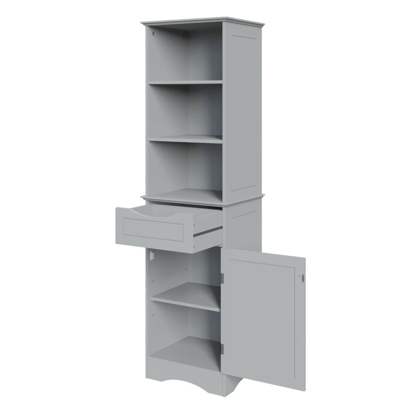 Grande armoire à literie pour la salle de bain avec tiroir et tablettes Ashland de RiverRidge, Gris