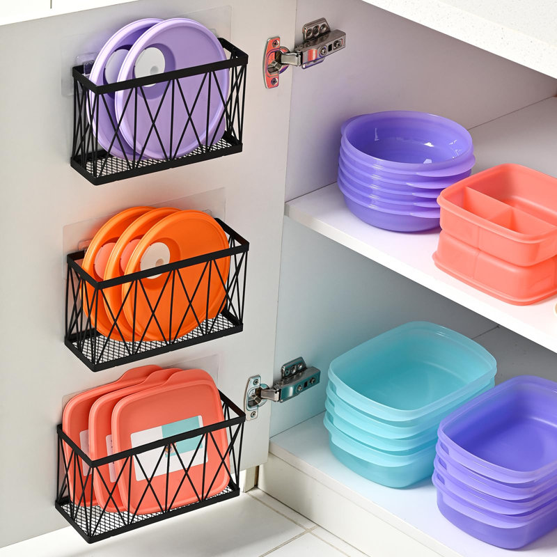 Panier de rangement, organisateur d'armoire mural en métal sans perçage