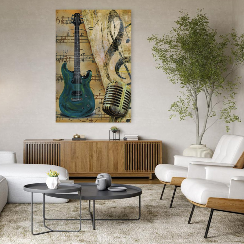 Guitare II, art contemporain abstrait, H 48 po x l 32 po