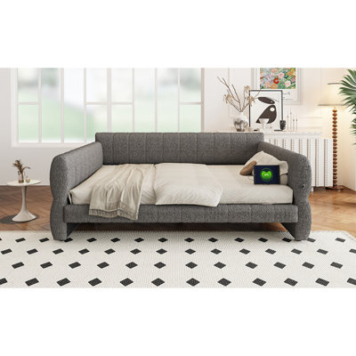 Usb Charging Beds, King Upholstered Wood Mdf Frame, Modern Home Daybed
