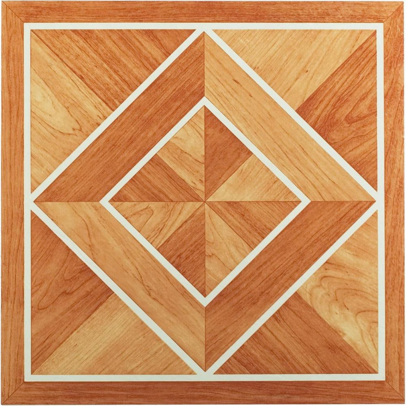 Woven Trends Tivoli Self Adhesive Vinyl Floor Tiles, 45 Pcs, 12" X 12", White Border Parquet