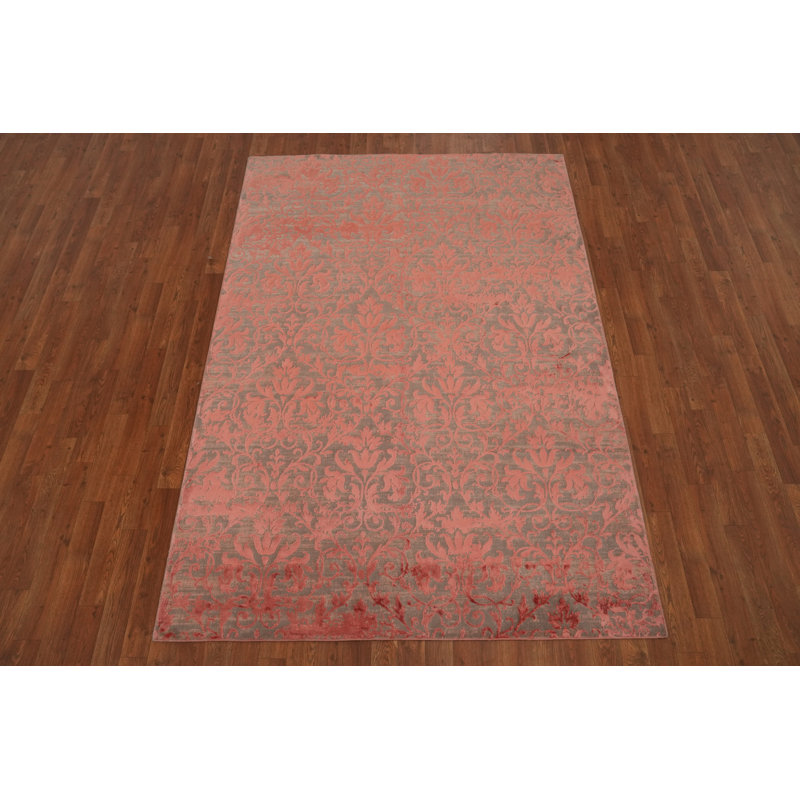 Teintes de corail sophistiquées dans un design damassé classique 5 x 7