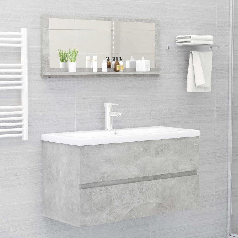 Miroir de salle de bain, Gris béton, 14,6 po x 31,5 po