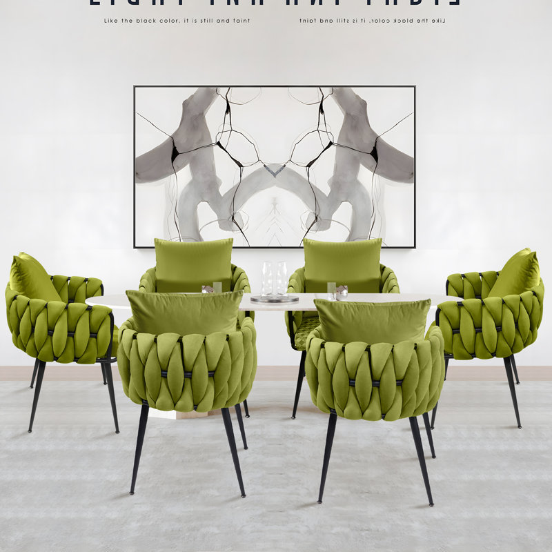 Chaise avec accoudoirs en velours Lazarre, Vert