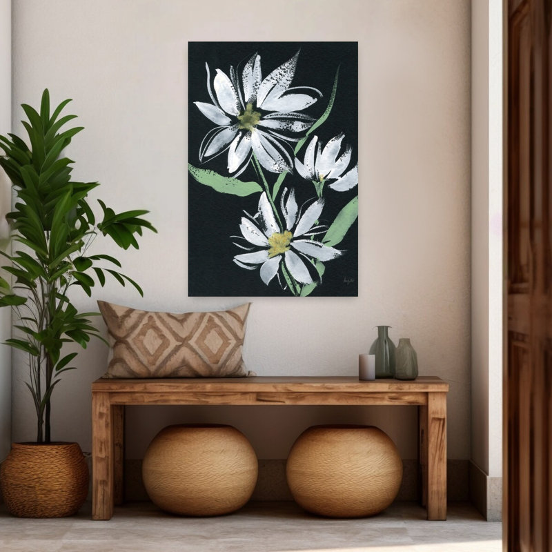 Art floral contemporain blanc minuit, 48" H x 32" W