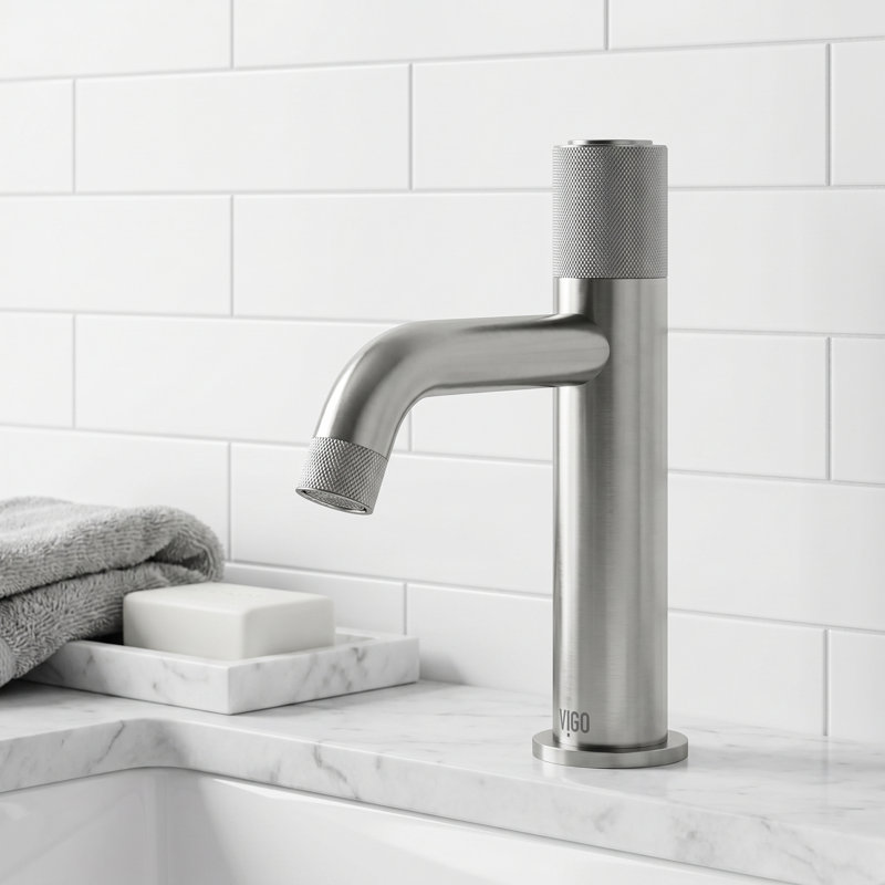 Robinet de salle de bain monocorps et monocommande H 8 po Apollo, Nickel brossé
