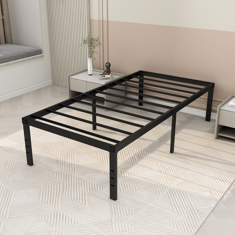 Base de lit plateforme en métal, Simple, Blanc