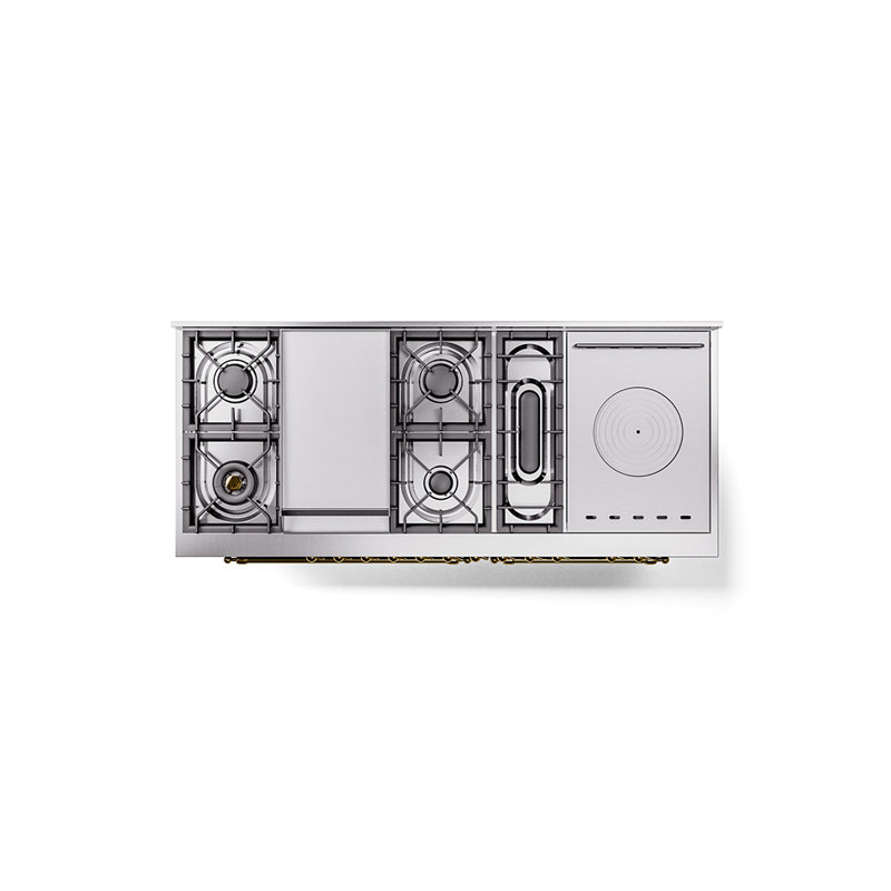 ILVE Nostalgie II 60 in Dual Fuel Range, 7 Burner, Griddle, Frenchtop, Graphite Matte/Burnished, Liquid Propane