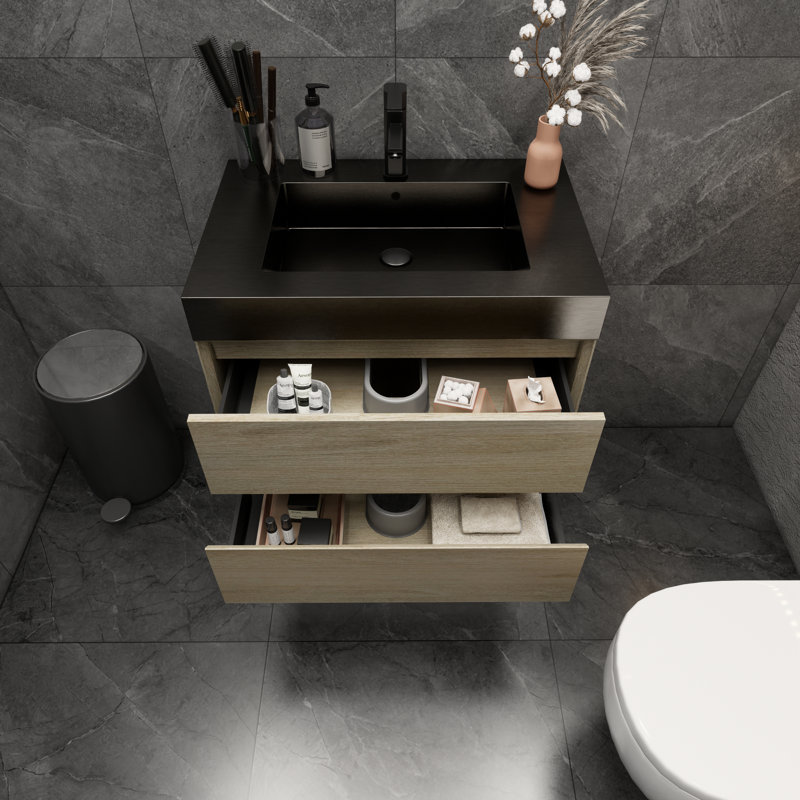 Golitz 29.5'' Single Bathroom Vanity with Stainless Steel Top, Coffee