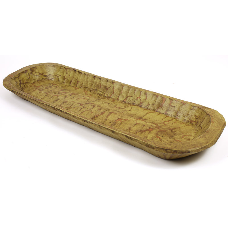 Bol décoratif ovale en bois massif 3 "Ladue , Rouge, H 3 po x l 41 po x P 13 po