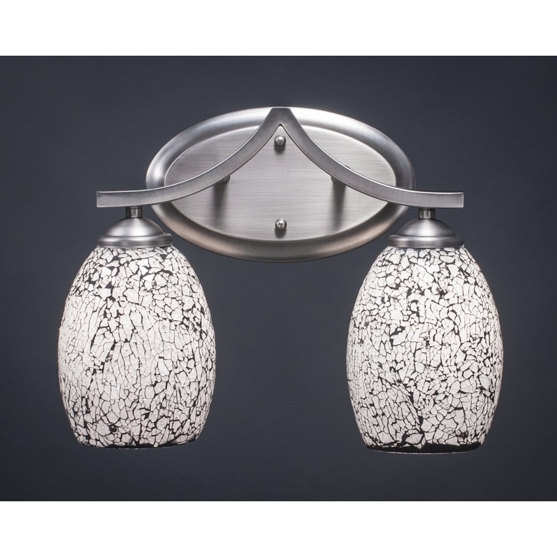 Zilo 2 Light Bath Bar Shown In Graphite Finish With 5" Black Fusion Glass, Black, Graphite