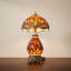 Lampe de table 22 "papillon orange Tiffany, lampe de table classique en vitrail incluse avec 3 sources de lumière