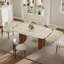 Table de salle à manger extensible 63-94,5 "moderne pour table de chevet en pierre frittée 4-10 avec base double en bois brun-616442733