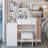 37" Middle Size Left Bedside Cabinet Vanity Table + Cushioned Stool, Extra Large Right Sliding Mirror-115455298