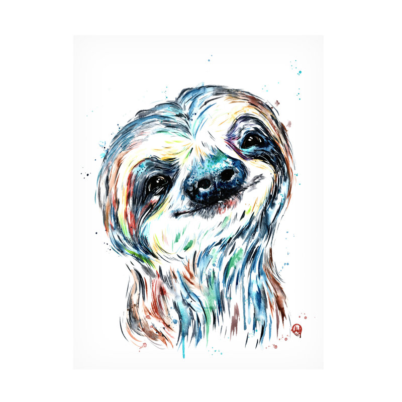 «Lisa Whitehouse Smiley Sloth», art sur toile, H 19 po x l 14 po