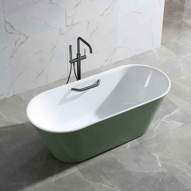 62.99'' x 29.53'' Bathtub, White/Green