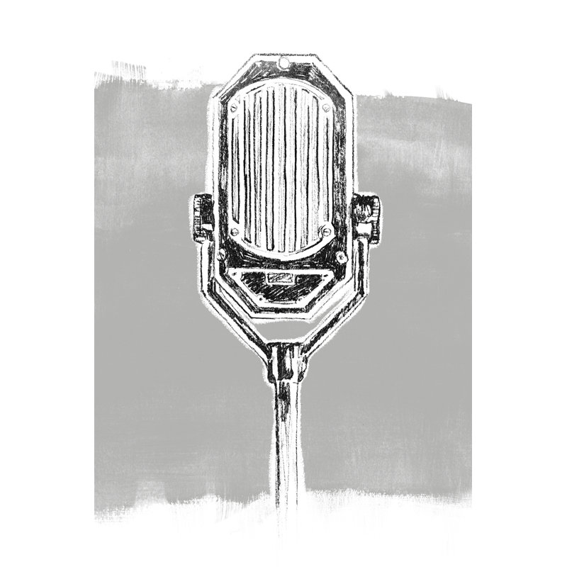 Monochrome Microphone III by June Erica Vess - Wrapped Canvas Painting, 122cm H x 81cm W, Wrapped Canvas