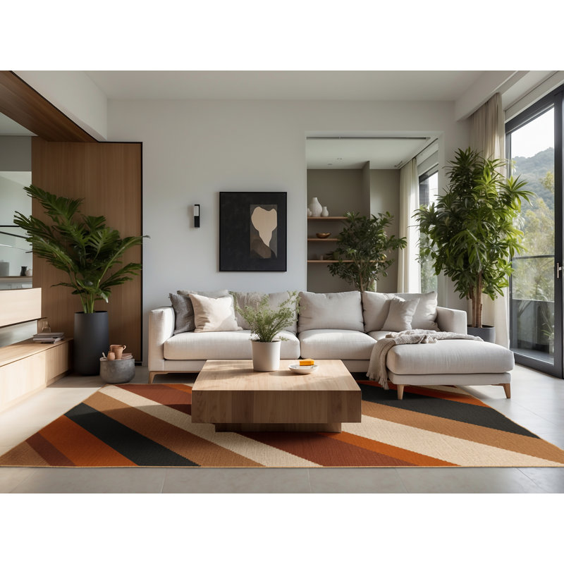 Tapis moelleux moelleux d'inspiration mondiale Cropsey en brun - reliure brun clair, 5 x 7