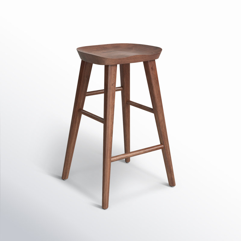 Anzie Wood Backless Saddle Stool, Counter Stool (25.8" Seat Height), Walnut