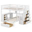 Lit superposé double au-dessus de simple avec bureau et escalier, lit superposé en bois avec tiroirs et tablettes de rangement, aucun sommier nécessaire-1251961198