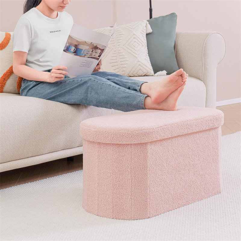 74cm Wide Footstool Ottoman, Pink