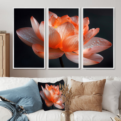 Orange orange, gris, glamour, lotus photo II - lotus, art mural