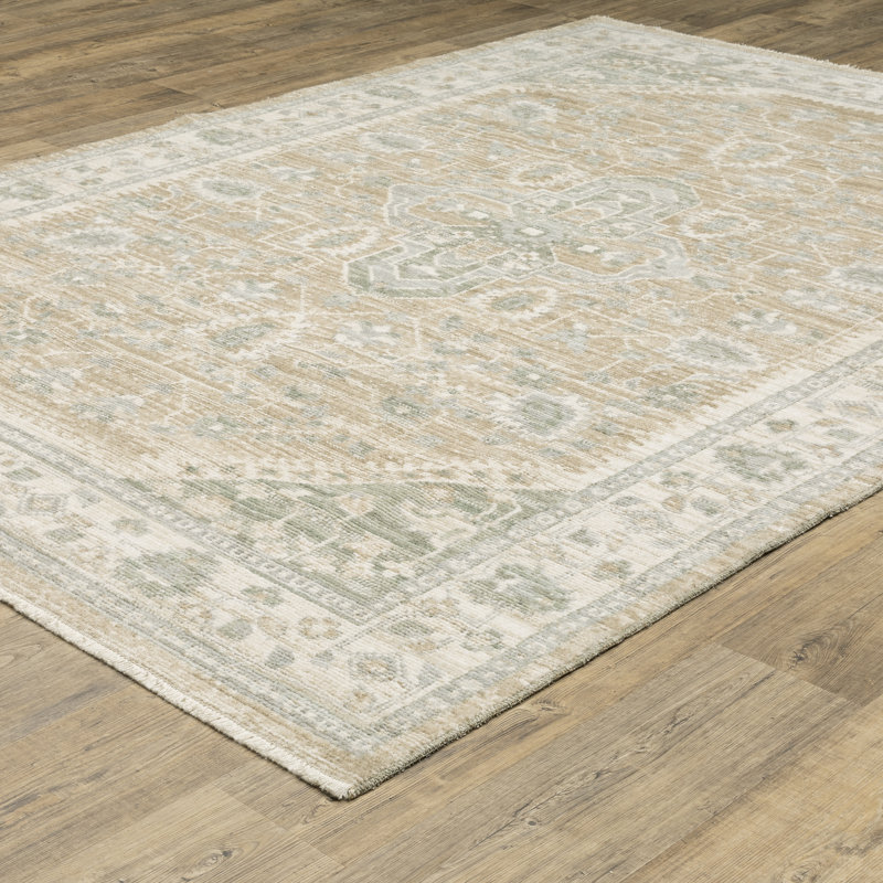 Tapis bleu pâle / taupe Lainey, Rectangle 2 pi 9 po x 5 pi