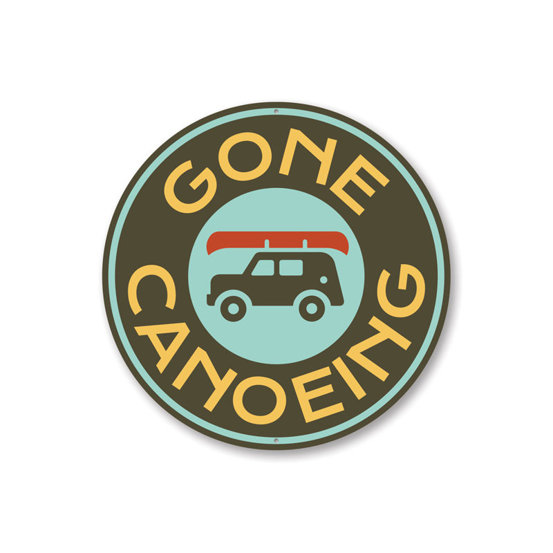 Enseigne en aluminium «Gone Canoeing», H 12 po x l 12 po x P 0,04 po