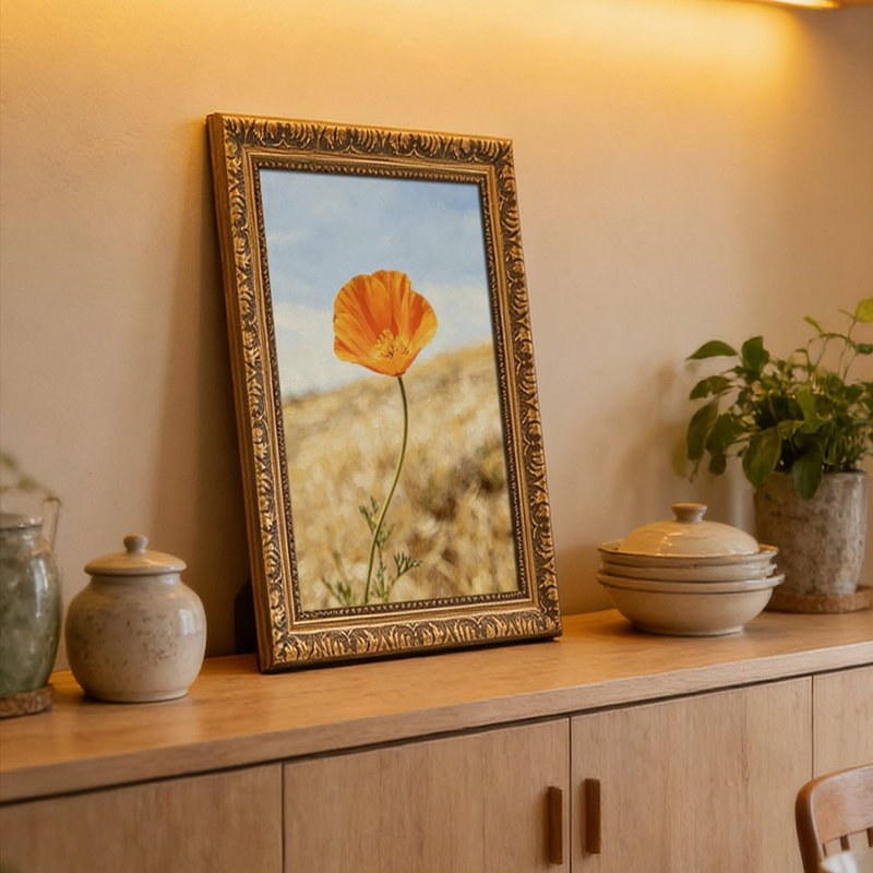 Cadre orange rétro Orange Poppy FieldOrnate, L 20 po x l 30 po