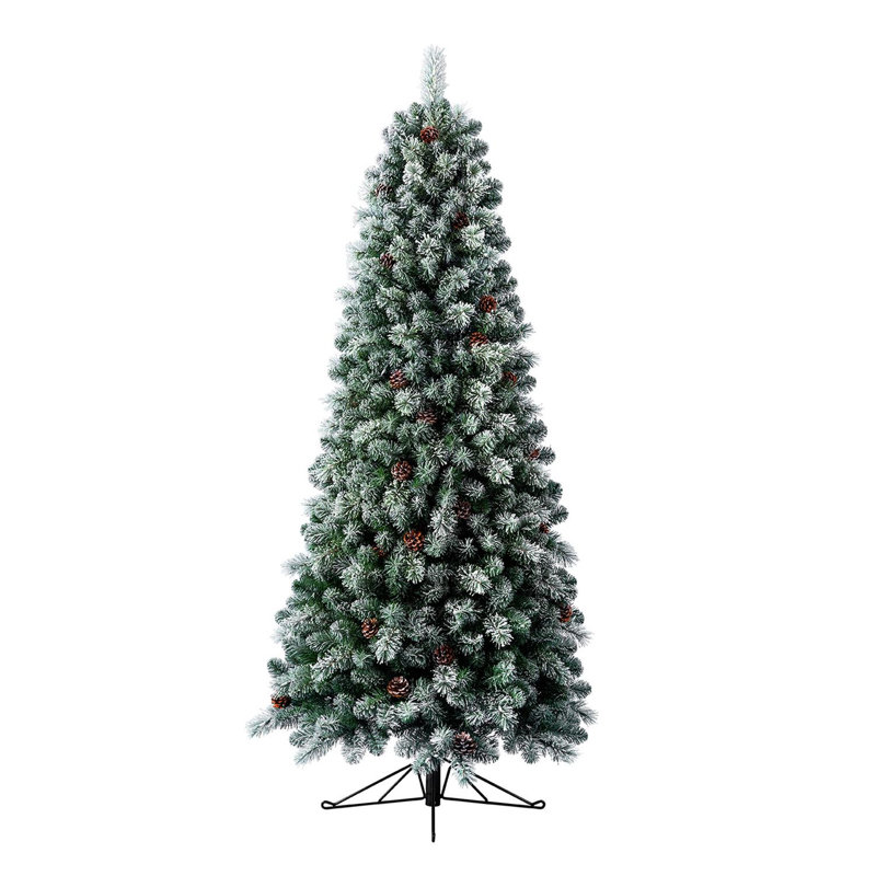 Home Heritage Flocked 7 Ft Prelit Artificial Half Christmas Tree with Clear Lights
